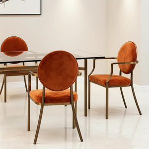<span class=keywords><strong>Fauteuil</strong></span> en métal rembourré de luxe moderne avec dossier, chaise de salle à manger élégante pour la maison, coin repas, villa, boutique, café, salon - Product Image 4