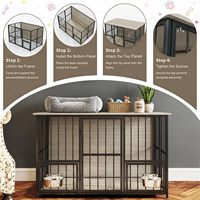Cage pour chien de type mobilier domestique, panneaux en fer, design simple, thermolaquée, deux gamelles montées, configuration multi-entrées, taille moyenne et grande