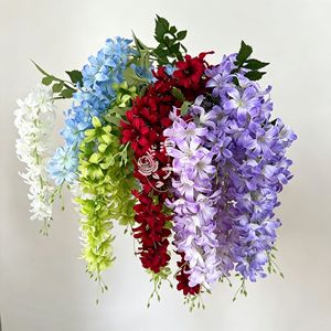 Guirlande murale de glycine artificielle en soie de Tianjin, fleur de mariage, branche unique multicolore - Product Image 1