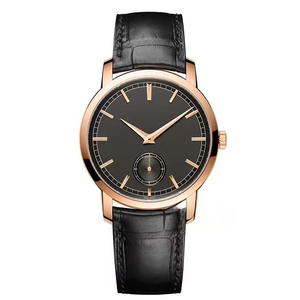 Montre mécanique pour homme avec cadran noir mat, boîtier en or rose, petite seconde, nouvelle montre de luxe pour homme 2026, bracelet en cuir noir - Product Image 4