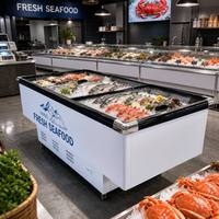 Congélateur d'îlot pour supermarché, réfrigérateur commercial pour aliments surgelés, vitrine de présentation pour glaces, armoire réfrigérée