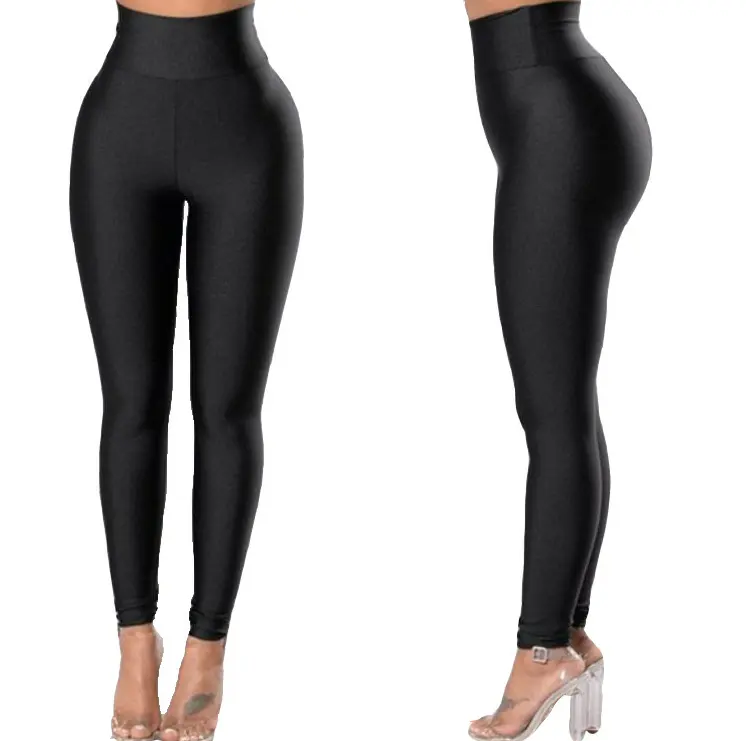 Calças de cintura alta preta feminina, calças skinny com cintura alta e sem costura, para yoga, atacado de fábrica, 2020