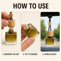 Diffuseur de parfum pour voiture suspendu, bouteille en verre avec bouchon en bois, huile parfumée avec logo personnalisé OEM ODM, parfum naturel pour voiture et bureau