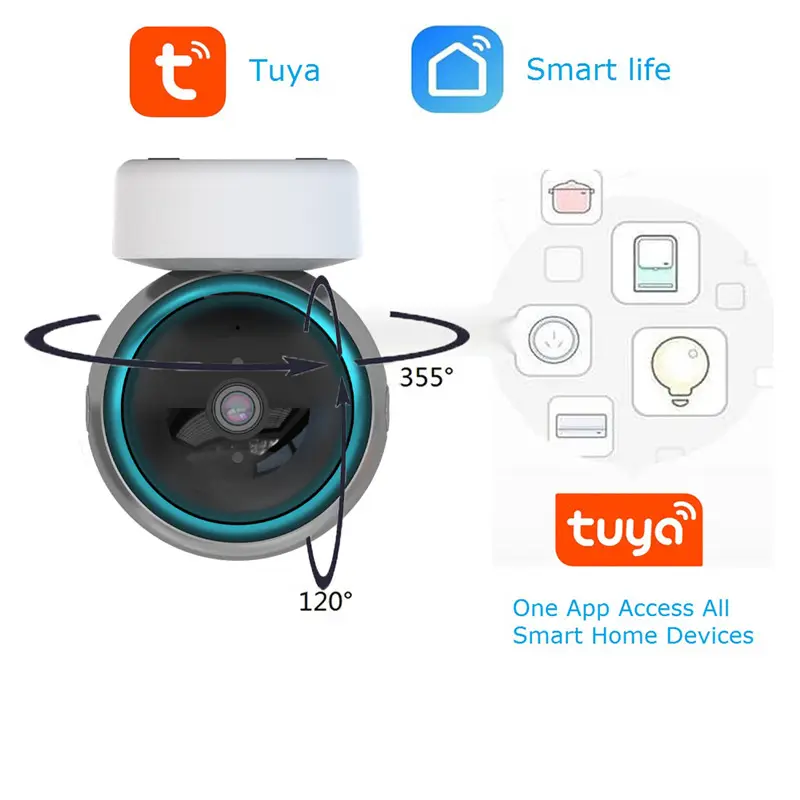 Tuya 2MP 3MP 5MP Cloud Smart Light Wifi Camera AI Wireless IP 2 vie telecamera di sorveglianza di sicurezza h.265 telecamera Wifi