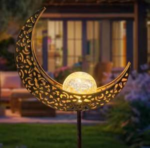 Extérieur Étanche Solaire Métal Fer <span class=keywords><strong>Lune</strong></span> Lumière Ramadan Festival Décoration Verre Globe Piquet Lampes Jardin Parc Rue Paysage - Product Image 2