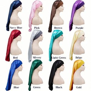 Bonnet de nuit en satin extra-élastique pour femmes aux cheveux bouclés, bonnet long personnalisé avec bouton-pression pour adultes, idéal pour les fêtes et les voyages - Product Image 3