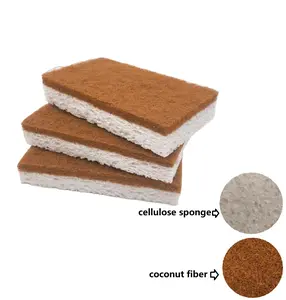 Doble-sided Sponge Dishwashing Wood Pulp Cotton Kitchen Water Absorption Coconut Fiber Cellulose Sponge