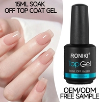 RONIKI Top Coat Cristal Brillant pour Ongles Anti-Décollement Facile à Retirer Transparent Gel de Finition Professionnel pour Ongles