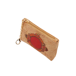Wholesale Vintage Small Cork Coin Purses Custom Logo Printed Zipper Pouch <strong>Key</strong> <strong>Wallet</strong> - Product Image 4