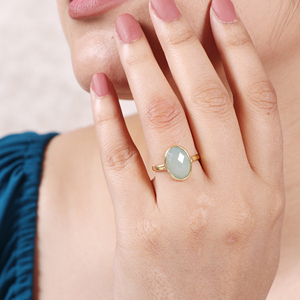 Custom Made Faceted Prehnite Chalcedony Unisex <b>Ring</b> Gold/<b>silver</b> Plated Designer Double Layer <b>Adjustable</b> Open <b>Ring</b> - Product Image 2