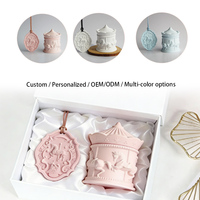 Nouveau design : Ensemble de bougies carrousel en gypse aromatique, bougie d'aromathérapie pour cadeau d'anniversaire ou de fête des Mères, en cire de soja naturelle personnalisée sans parfum.