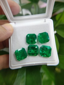 Zhanhao Đồ Trang Sức 5A 3EX Cushion Cut Thủy Nhiệt Phòng Thí Nghiệm Tạo Ra Đôi Emerald Colombia Như Tự Nhiên Ngọc Lục Bảo - Product Image 6