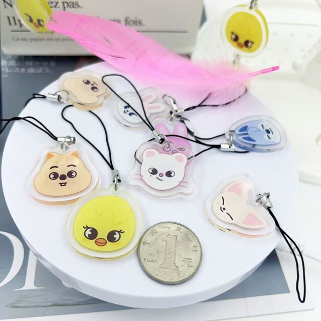 Custom Design UV Printed Acrylic Phone Strap Mini Charms Cartoon Anime 1cm 2cm 3cm DIY Decor Custom Color KPOP Promotional