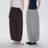 Jupe longue taille empire pour femme, infroissable, coupe asymétrique inspirée des culottes, robe décontractée