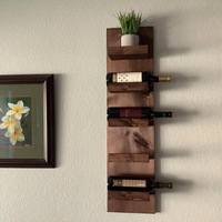 Casier à vin mural en bois rustique de haute qualité support de stockage de meubles de maison pour bouteilles de vin Nature mur flottant à bord vivant