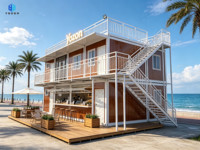 Bar en conteneur préfabriqué à deux étages, restaurant en conteneur maritime avec terrasse sur le toit, kiosques portables, magasin mobile, bureau