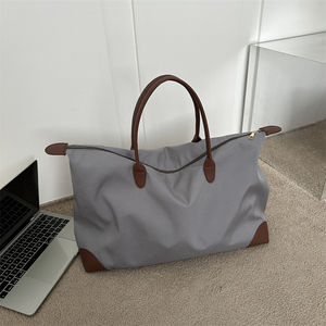 Bolso de compras de nailon de 16 pulgadas Unisex de primera calidad, bolso de mano informal impermeable con asa de esquina de PU, bolso de playa reciclable de Color sólido - Product Image 2