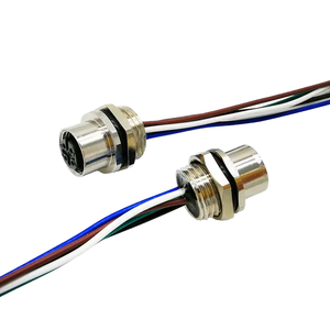 Custom 4 5 8 12 <strong>Pin</strong> a Code <strong>Socket</strong> Pre-wired Flying Leads Waterproof Rear Front Fastened Panel Mounted M12 Panel Mount <strong>Connector</strong> - Product Image 2