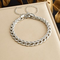 Lot de Bracelets Empilables Double Couche Chaîne Cubaine et Chaîne Corde, Style Punk, en Acier Inoxydable Plaqué Or pour Femme, Bijoux