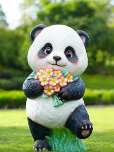 Escultura de <span class=keywords><strong>Panda</strong></span> de Dibujos Animados, Adorno de Animal de Fibra de Vidrio para Suelo, Hecho a Mano en China Continental, para Paisajismo de Parques al Aire Libre - Product Image 1