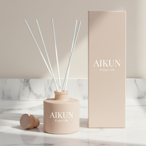 Aikun Low MOQ 150ml Matte Cylinder Glass Screen Logo Plain Any Scent Lasting <b>Reed</b> <b>Diffuser</b> Gift Box Set for Bathroom Decor Store - Product Image 1