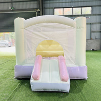 Château gonflable commercial blanc 8x8 pour intérieur et extérieur, mini château gonflable pour enfants, idéal pour les jeux doux