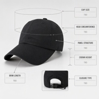 Casquette de course noire unisexe à séchage rapide, style baseball, avec boucle en plastique réglable, cordon élastique et ventilation, modèle sport vierge