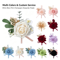 Set Bunga Buatan Dusty Blue Real Touch Rose, Corsage Pergelangan Tangan & Boutonniere, Cocok untuk Pengantin Wanita, Pengantin Pria, Pengiring Pengantin Wanita, Pengiring Pengantin Pria, Pernikahan
