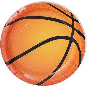 FDA Approved 7-Inch White Disposable Basketball CMYK Round Paper Plate 350gsm <b>Party</b> <b>Supplies</b> - Product Image 1