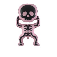 Ballons en aluminium épais 2026 en forme de squelette dansant pour Halloween, crâne noir et rose pour décorations de fête d'enfants
