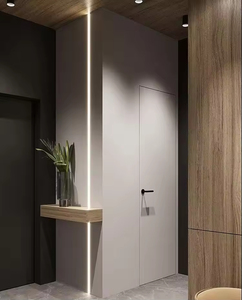 White Color <strong>PVC</strong> Plywood Panel Interior Hidden Doors Invisible Frameless Door - Product Image 4