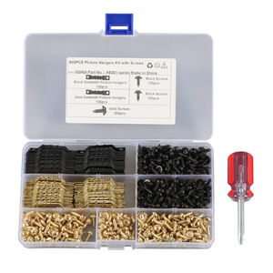 IQIHUI <b>Picture</b> Hangers Kit 600Pcs Black Gold Screws Plastic <b>Box</b> Vehicle Interior Accessories - Product Image 4