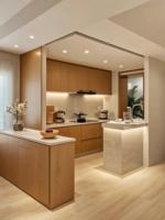 Ensemble de cuisine modulaire personnalisé, design moderne, plan de travail en marbre, armoires de cuisine en MDF, prêt à assembler, pour usage en centre commercial et en villa