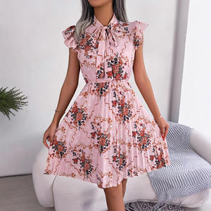 Vestido Largo Anarkali de Verano, Estilo Vacacional, Estampado Digital, Sin Mangas, Cintura Natural, Tejido Satinado Floral, Ecológico - Product Image 4