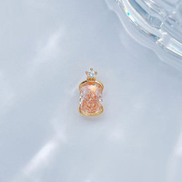 Collier en or jaune 18 carats avec diamant rose de laboratoire taille coussin allongée, motif petite fleur, diamant fantaisie certifié IGI et pierres latérales