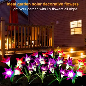 Howlighting Led Multi-color Landscape Lamp Outdoor Artificial Lily Flower Light Solar Garden Lights For Patio Lawn