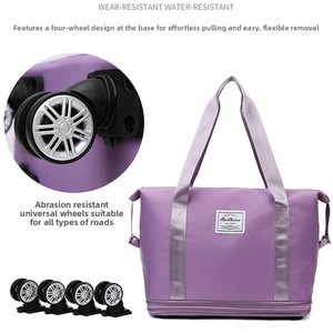 Valise de voyage grande capacité à roulettes multidirectionnelles, idéale pour étudiants, voyages d'affaires, préparation de bébé, étanche avec séparation sec-humide et fermeture éclair - Product Image 1