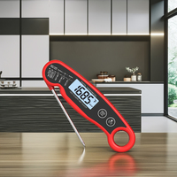 Termometer Daging Digital LCD ABS Terbaru dengan Probe Lipat, Bacaan Instan untuk Dapur, BBQ, Rumah Tangga, Layar Bercahaya, Baterai Termasuk