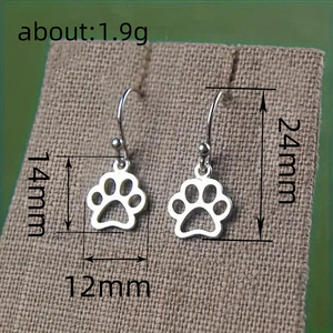 Orecchini pendenti a forma di zampa di cane, carini e versatili, per donna, gioielli alla moda per tutti i giorni - Product Image 4