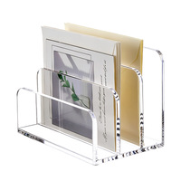 Organisateur de bureau rectangulaire en acrylique exclusif transfrontalier, trois compartiments, transparent, personnalisable, serre-livres et porte-documents