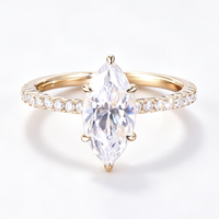Bague de fiançailles et de promesse en argent sterling 925 plaqué or avec diamant moissanite taille marquise certifié GRA