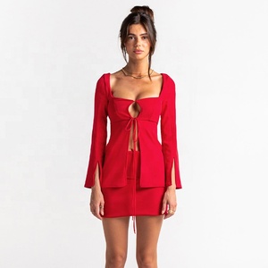 Microvestido de poliéster para fiesta, conjunto de Vestido corto de satén con corbatas polarizadas, ropa de noche, vestido ajustado por debajo de la rodilla - Product Image 4