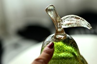 Figurine de poire en verre soufflé à la main, sculpture décorative de fruit, ornement de poire artificielle pour la décoration de table à la maison