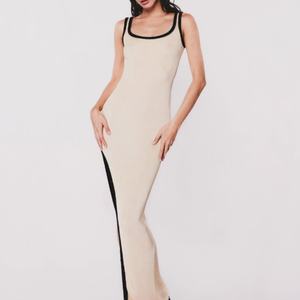 Nouvelle Arrivée Robe Longue Moulante Décontractée et Sexy en Coton Extensible Couleur Unie Simple à Bretelles Fines et Coupe Irrégulière - Product Image 2