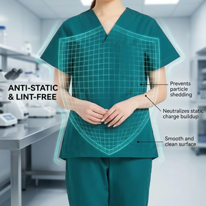 Tenue Médicale Personnalisée avec Passepoil Contrastant, Uniforme d'Infirmière Col en V, 3 Poches, Manches Courtes, Ensemble d'Hôpital - Product Image 1