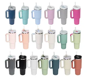 USA Warehouse 40oz Tumbler 40 Oz Metal Car Cup Double Wall Stainless Steel Vacuum Insulated Travel Mugs 40oz tumbler With Handle