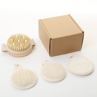 Tampons à récurer pour le bain Ensemble de quatre pièces Brosse de massage pour la tête à main Corps Pointillé Chanvre Coton Luffa Ovale Ensemble de récurage pour le bain Poils