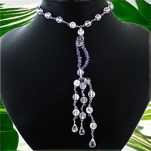 Collier long de luxe en cristal plaqué argent pour femmes - Anniversaire de fiançailles et mariage - Product Image 4