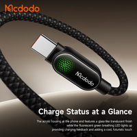 Câble USB-C vers C Mcdodo 539/562 100W, lumière respirante vert néon, verre acrylique, charge rapide 5A, câble de charge tressé visuel PD