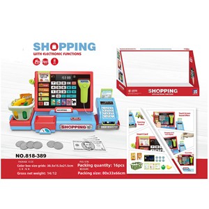Juguete de <span class=keywords><strong>Caja</strong></span> <span class=keywords><strong>Registradora</strong></span> para Niños, Juego de Imitación con Cesta de Compras, Función de Calculadora, Juego de Roles Educativo - Product Image 4